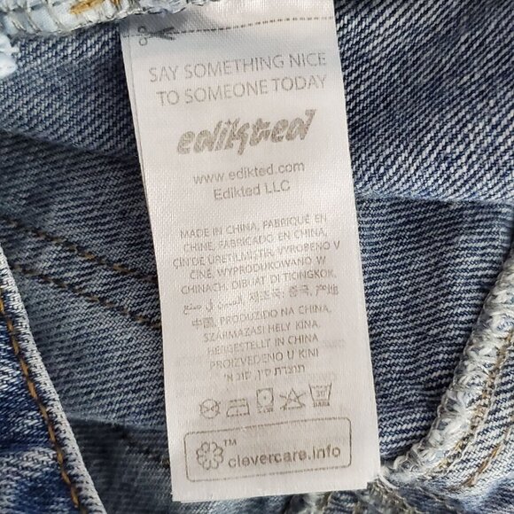 VTG Edikted Womens XS Baggy Cargo Wide Leg Jeans 26x29 90's Y2K Blue Denim - Picture 7 of 9